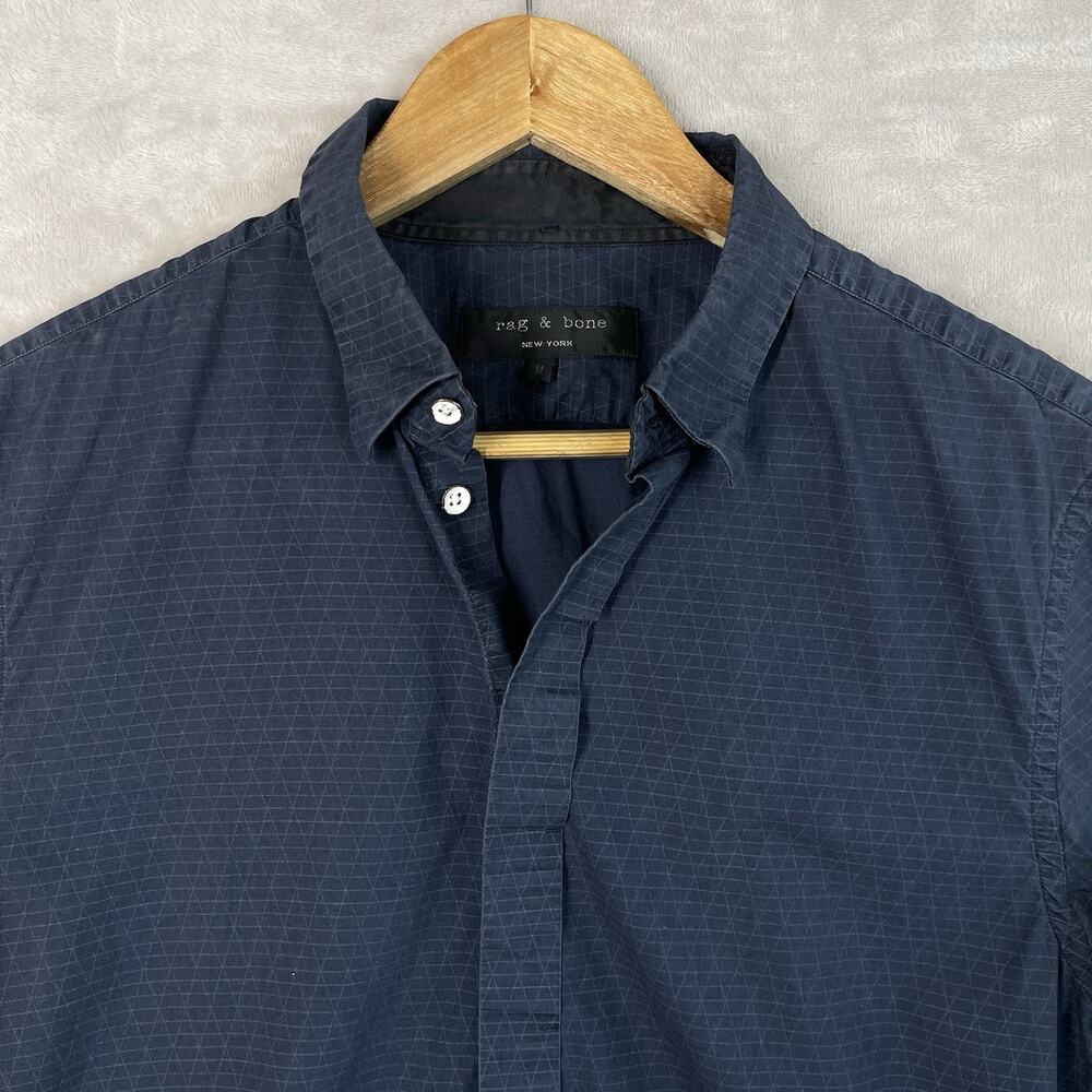 Rag & Bone Short Sleeve Shirt Men's Medium Diamond Print Workwear Smart Casual